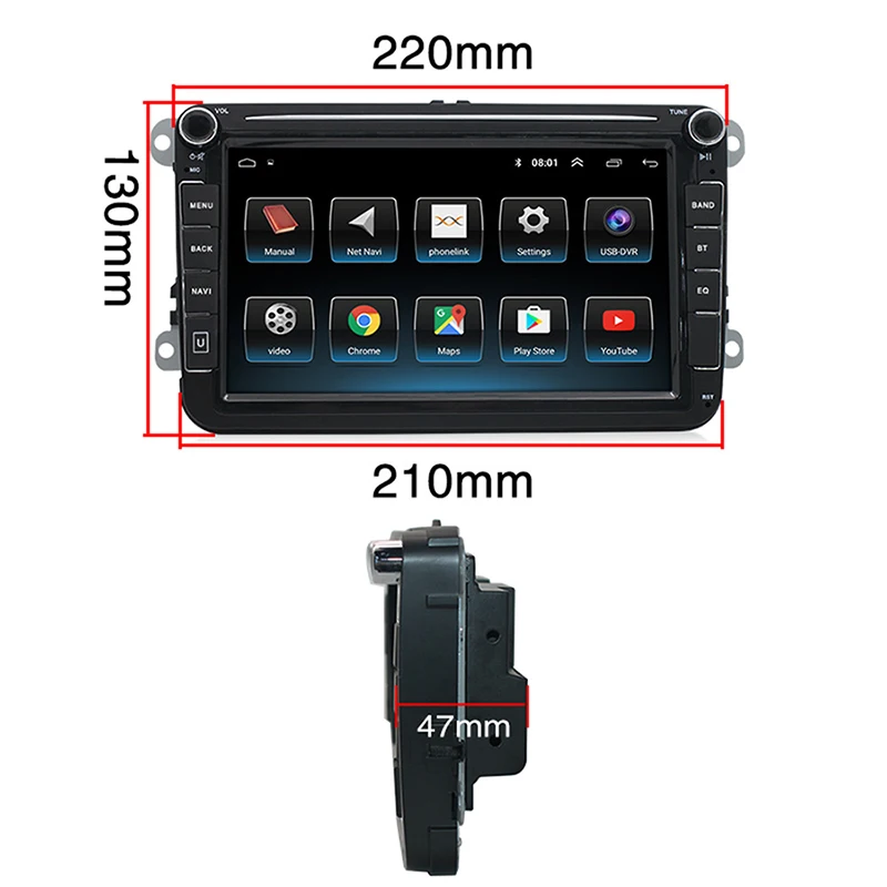 Android 9.1 Auto radio GPS Navigation Car Stereo Double Din 8 Inch MP3 Player Multimedia Player HD Video Audio For Volkswagen