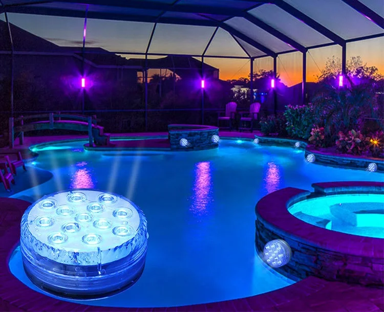 Biumart Battery Powered Remote Control Ip68 Waterproof Suction Cup Swimming Pool Lights LED