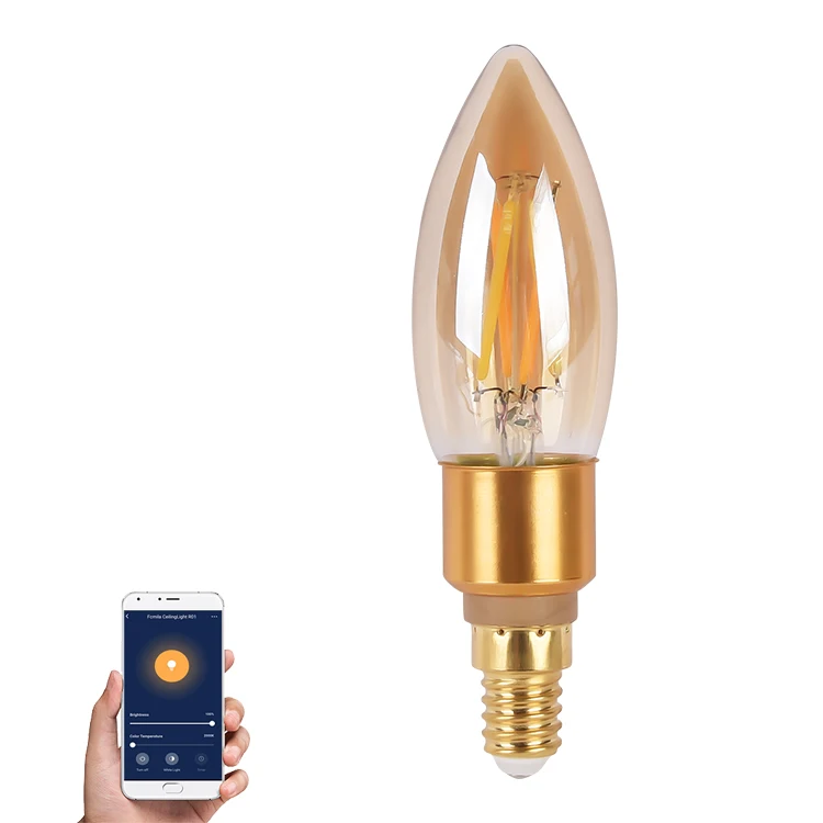 E14 C37 5.5W Voice Control Wireless Control Alexa Smart Wifi LED Candle Bulb Support Voice Control