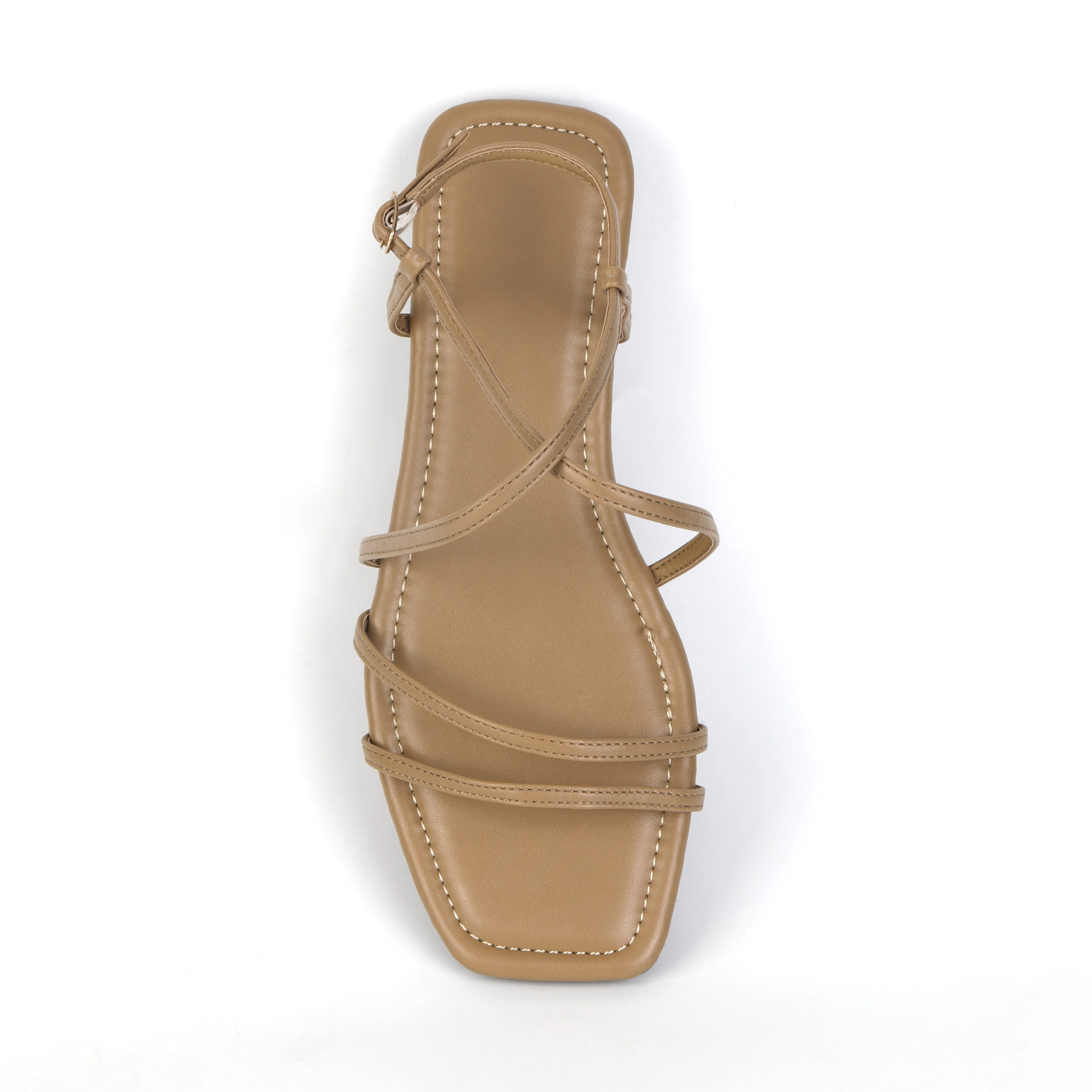 Summer 2023 Simple Casual Commute Leather Women Shoes Sandals Square Open Toe Flat Sandals PVC PU Rubber Gua Plus Size Sandals