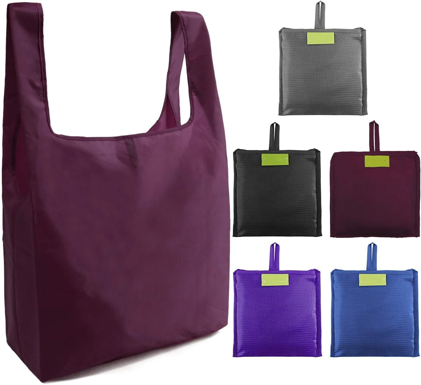 Design Recyclable Portable Washable Colorful Reusable Large Eco Friendly Polyester Fabric Shopping Bag