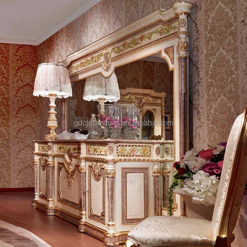 Baroque Antique Style Hot Sale Elegant Luxury Furniture Solid Wood Carved Dining Table