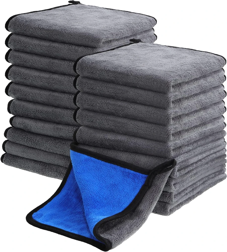 Wholesale auto care 800gsm plush car drying towel double sided synthetic towels for cars
