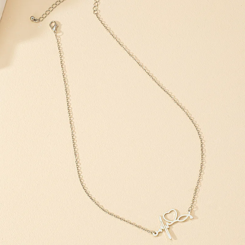 Hot Selling Fashion stainless steel stethoscope heart ECG doctor nurse medical necklace Jewelry