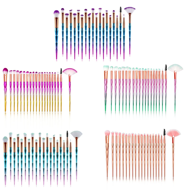 
5colors 20pcs makeup brush set with diamond handle colorful gradient ZNYBEAUTY eyeshadow brush beauty tools 