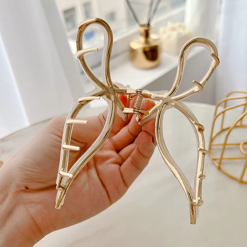 DOWELL large bow solid color hair claw clips temperament 11.5cm metal acetate hair claws