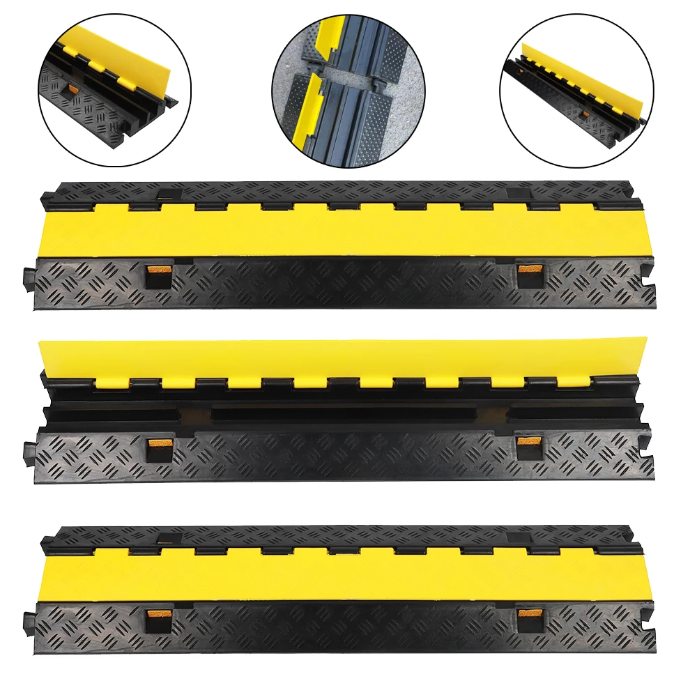 Rubber Wire Floor Cover Safety Cable Ramp 2 Channel Cable Protector