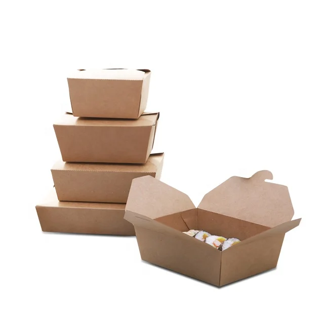 Custom Disposable kraft Paper Packaging Fast Food Takeout To Go  Box