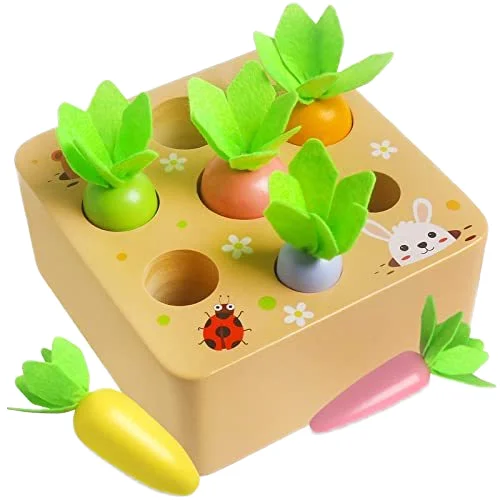 Fine Motor Skills Development Toy Toddler Carrot Pulling Toy Wooden Carrot Harvest Board Game for Kids for Fine Development Boys