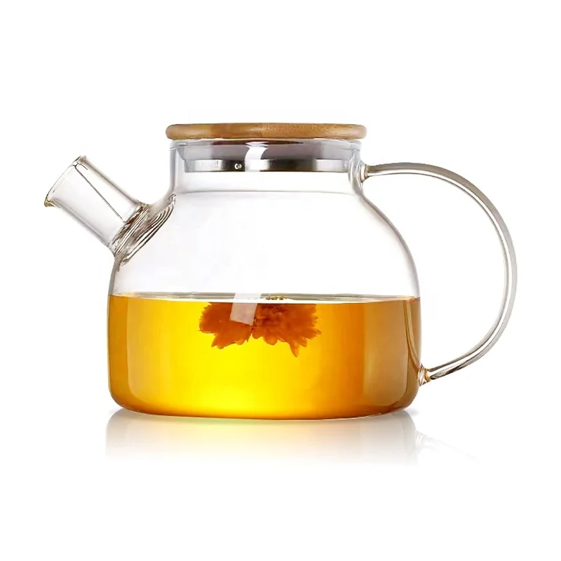 34oz Water Pitcher with Lid Glass Pitcher Stovetop Microwave Safe Coffee Kettle Borosilicate Glass Teapot with Removable Filter