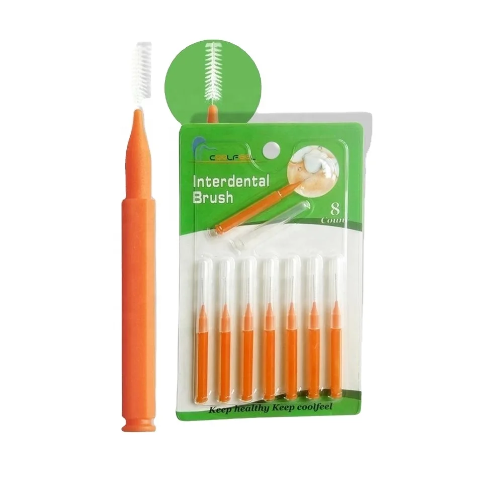 Disposable Interdental Brush, Slim Brush, steel wire interdental brush with soft rubber handle