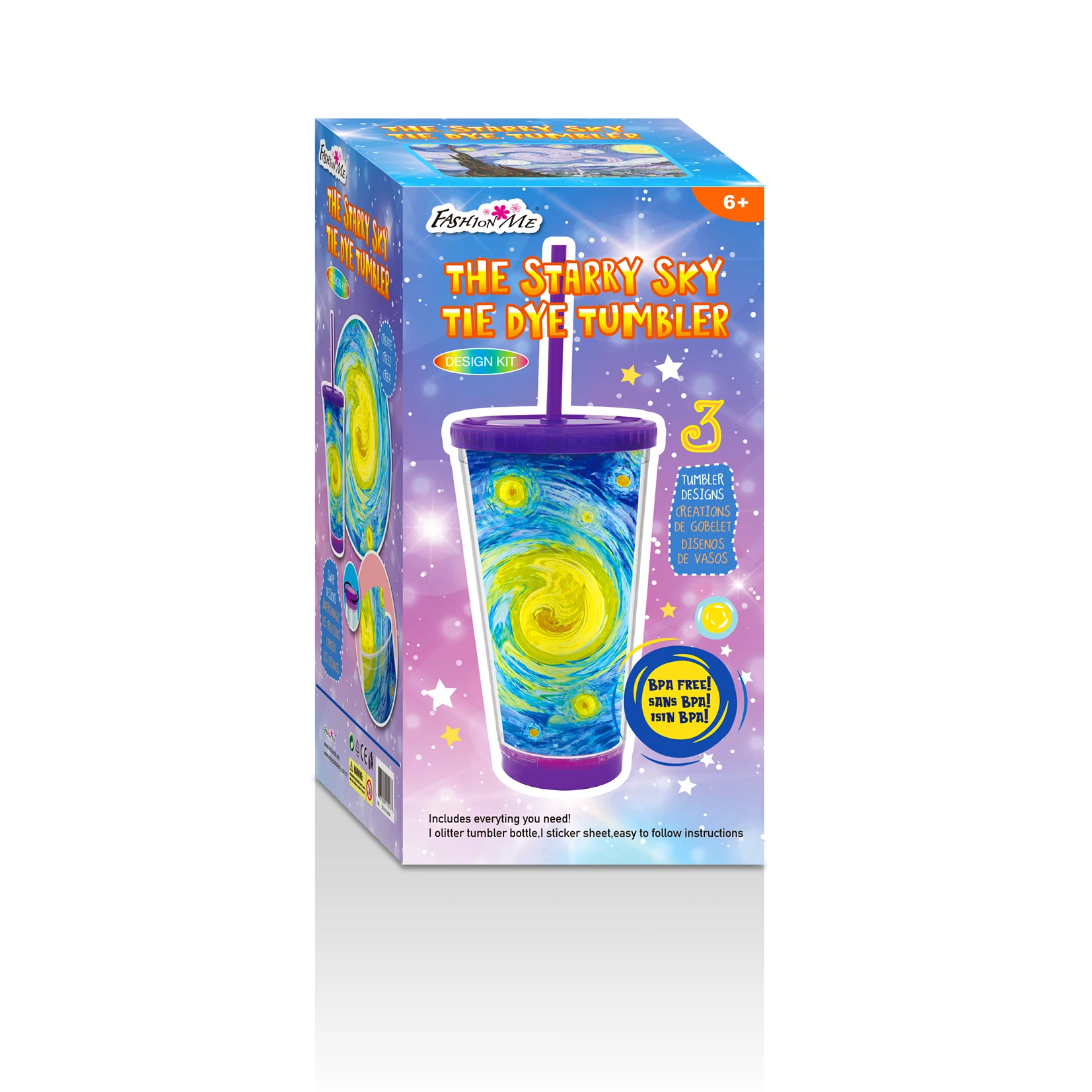 16 oz Plastic cup with straw children diy starry cup