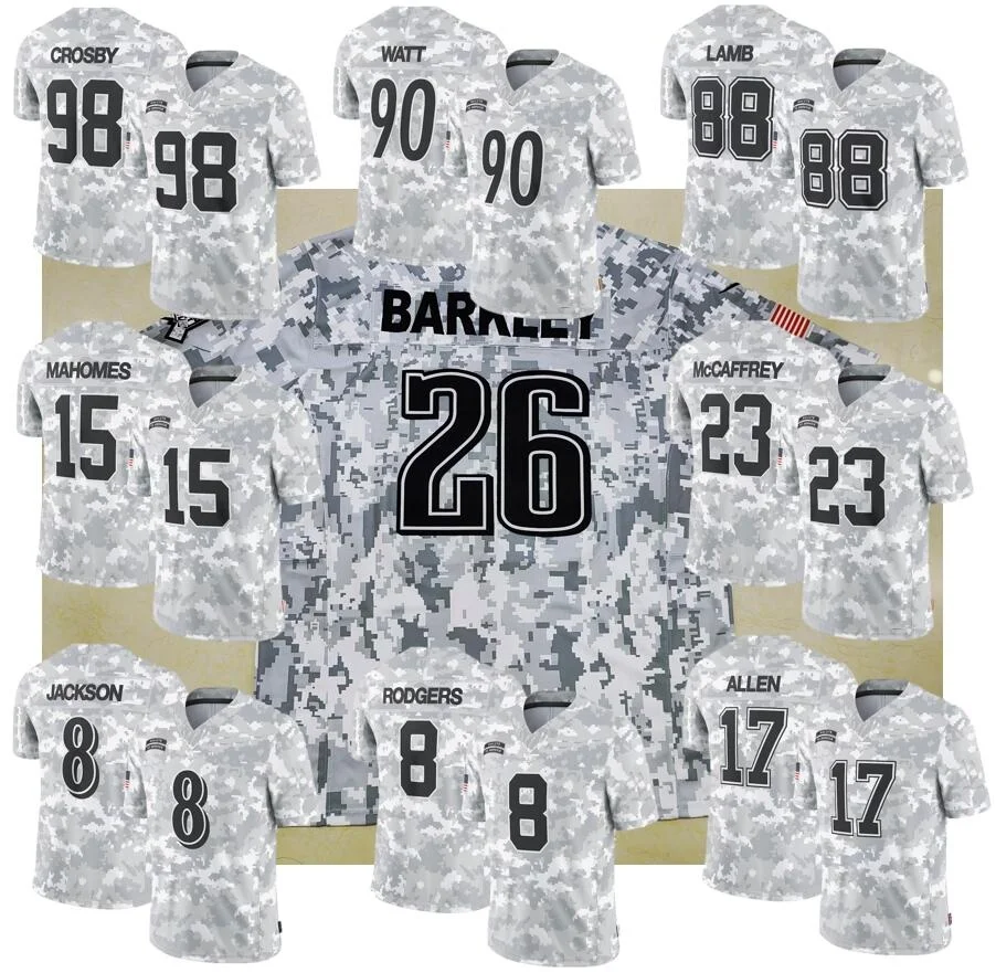2024 Arctic Camo Salute to Service Best Quality #15 Patrick Mahomes #17 Josh Allen Stitched American Football Jersey