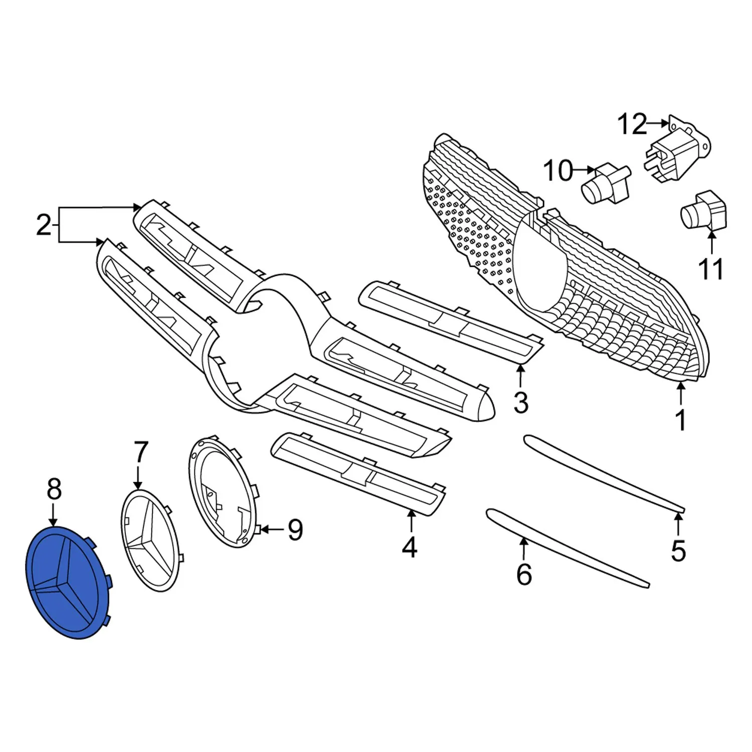 Автозапчасти BBmart эмблема решетки радиатора OE 0008173200 подходит для Mercedes Benz w213 w205 w177