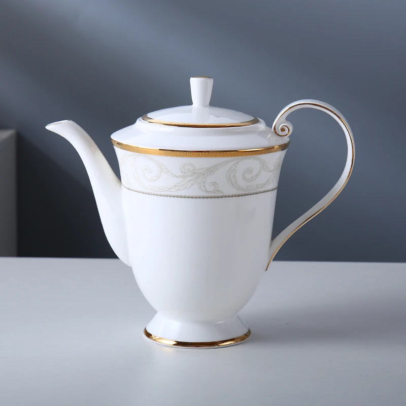 Bone China White Porcelain Dinner Plate Royal Design Dining Luxury Dinner Table Set with Gold Rim