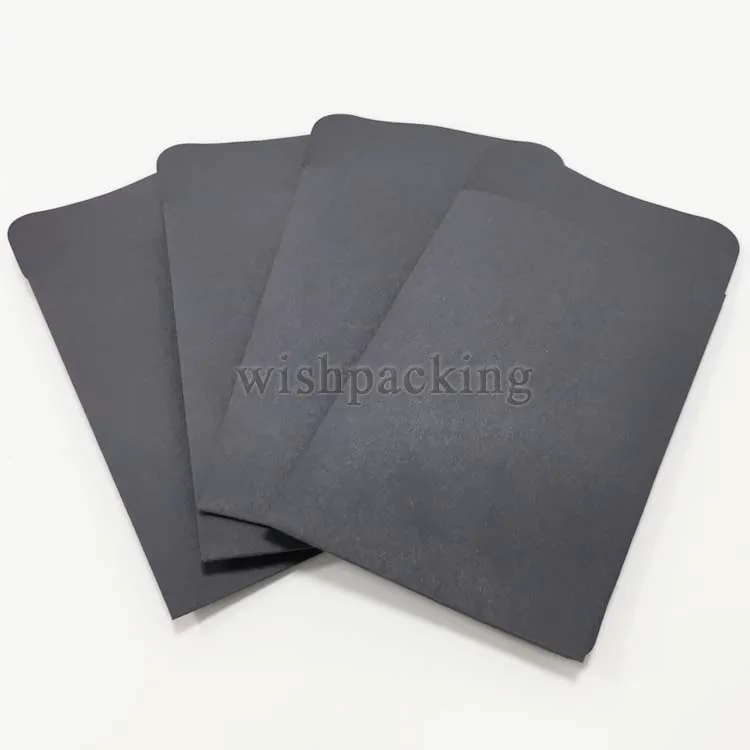 Pure black flap adhesive strip customized design logo gift card envelope small large medium paper expeditions envelope bag