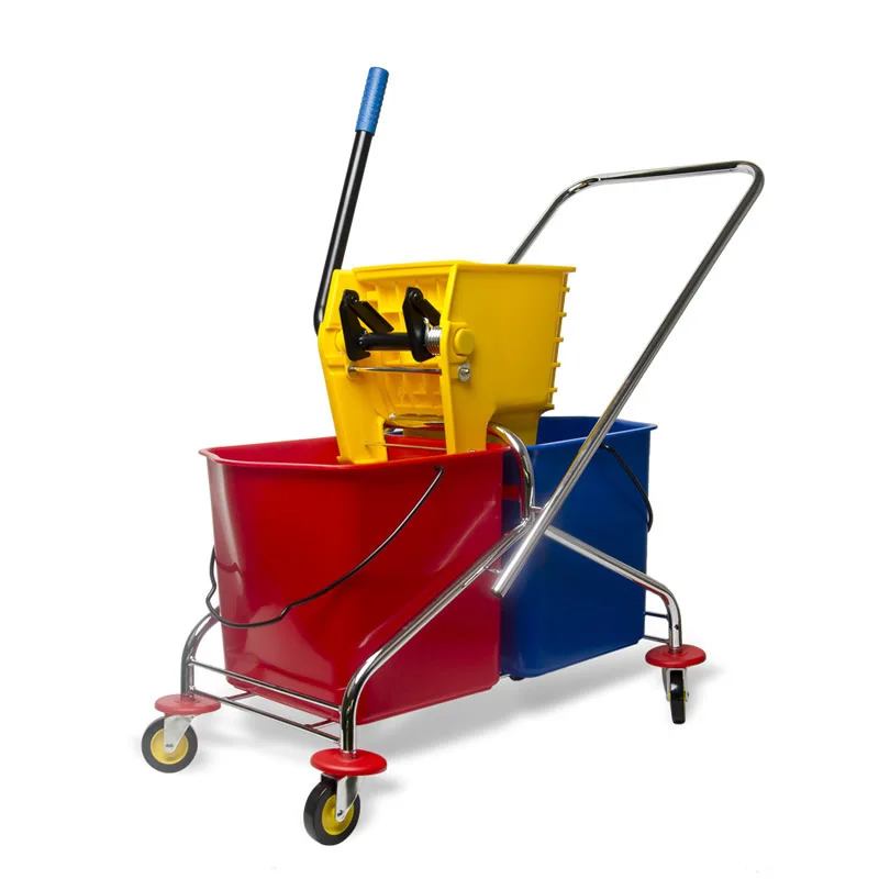 34L Down Press Double Cleaning Bucket and Mop Wringer Bucket 17L X 2
