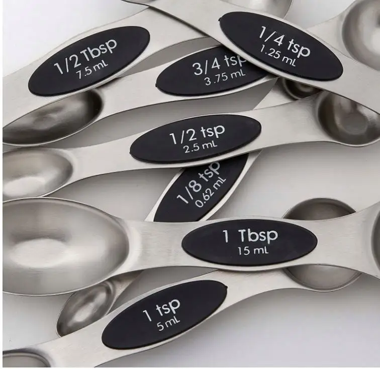 Magnetic Measuring Spoons Set Stainless Steel Dual Sided Stack able Teaspoon for Measuring Dry and Liquid Ingredients