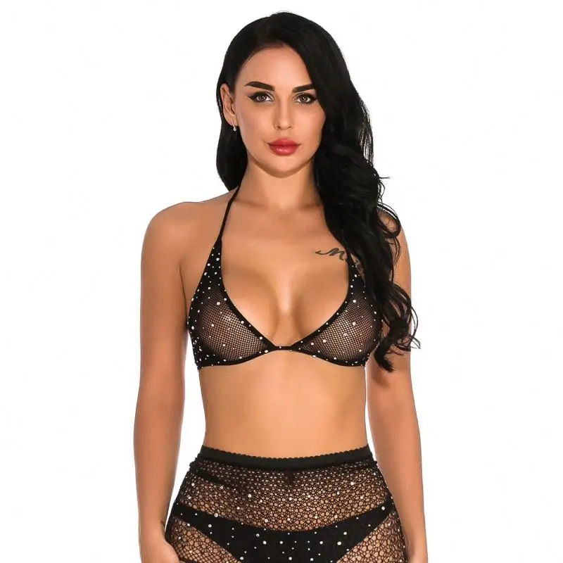 New jacquard hollow diamond fishnet bra stockings rhinestone pantyhose /