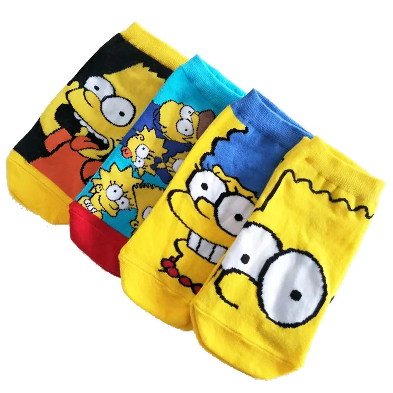 
Hot Selling Popular Unisex Socks Funny Cartoon Simpson Character Breathable Cotton Ankle Funky Couples socks 