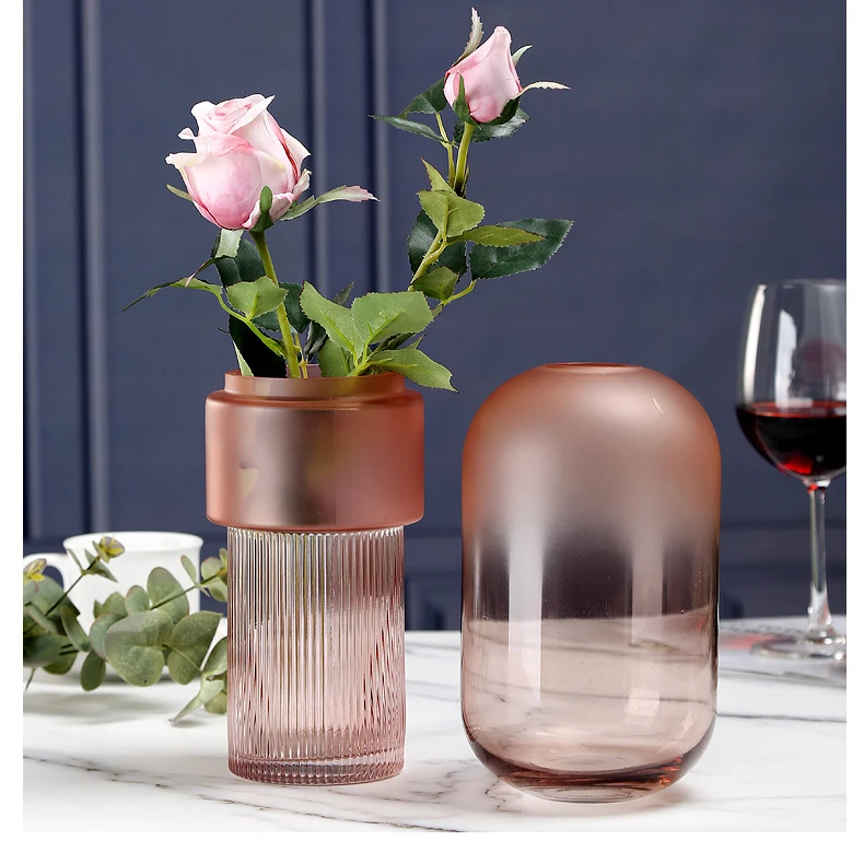 Aeofa murano pink girls vase 2022 nordic glass crystal vase for wedding center piece