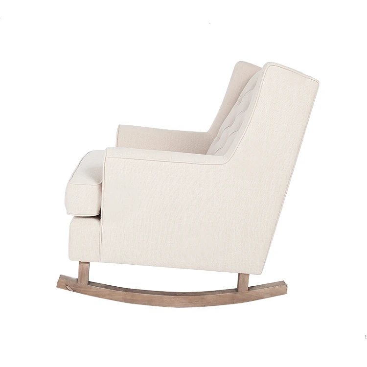 Living Room Single Seater Beige Fabric Wooden Oak Leg Design rocking recliner chairs sofa