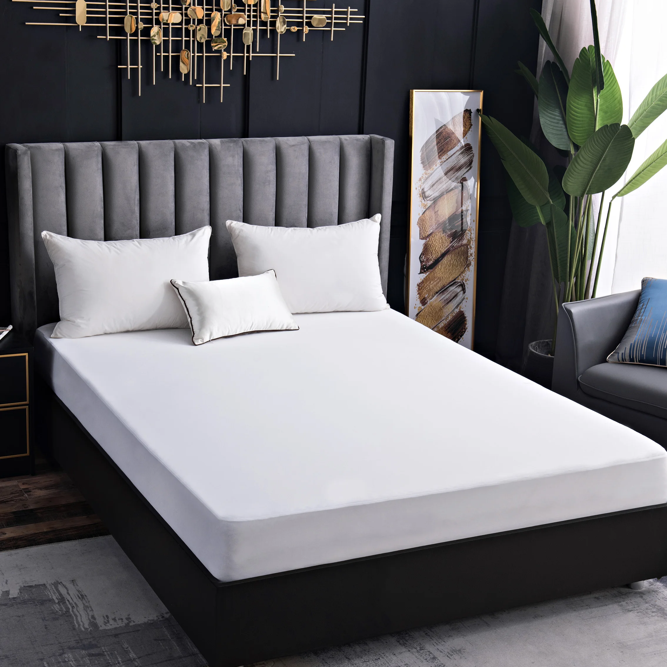 Вязаный чехол на матрас, полноразмерный чехол на молнии, чехол на матрас с полиуретановым покрытием