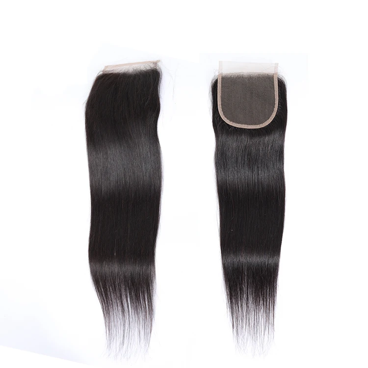 Apple Girl 4x4 Lace Closure 100% Human Hair Closure Peruvian Hair Weaving Natural Color Non Remy Straight Closure Free Part