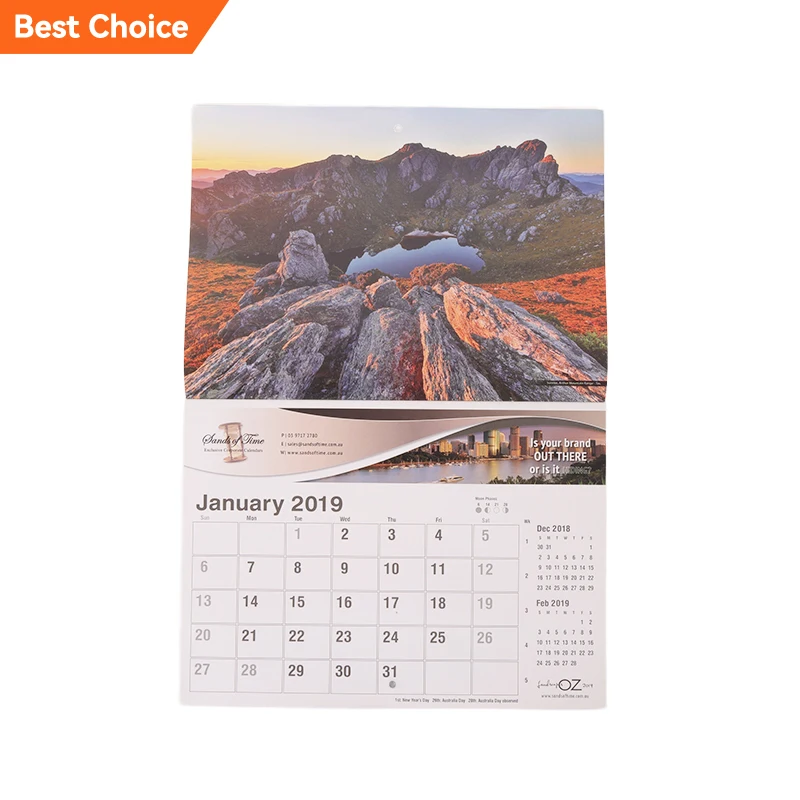 Wholesale Full Color Custom Design Saddle Stitch Spiral Binding Logo Printing New Yearly Monthly Daily Wall Calendar