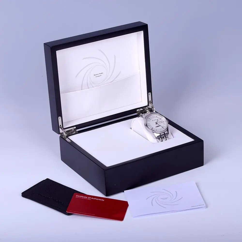 Wholesale Custom Design Elegant Wood Watch Wallet Travel Cases Luxury Black Brand Watch Box with Flipped Top for Gift