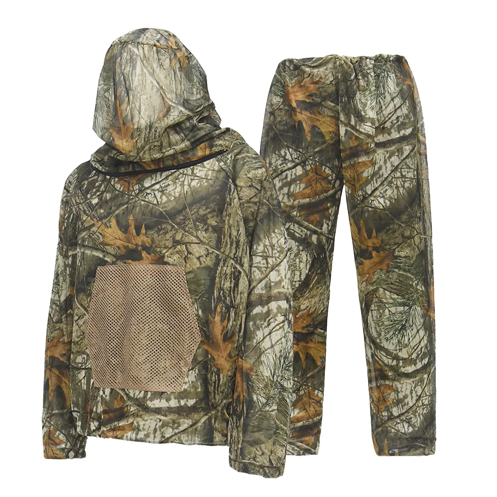 Camouflage Ghillie Suit Adventure Camping Mountain Climbing Net Gauze Hooded Mosquito Suit Fishing  Waterproof Field Training