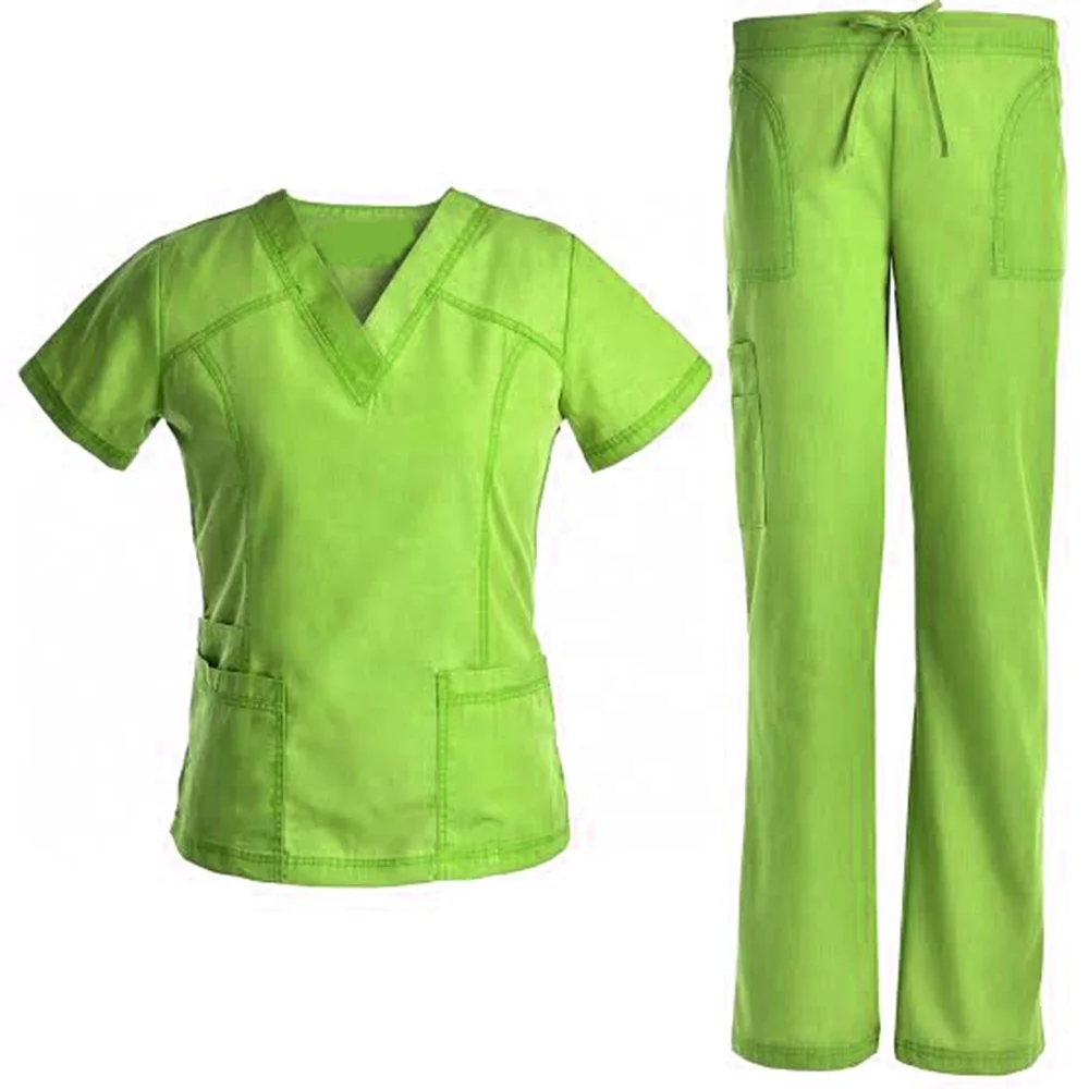 Latest Design Hospital Uniform Medical Work Wear Female Short Sleeve Stretch Scrubs