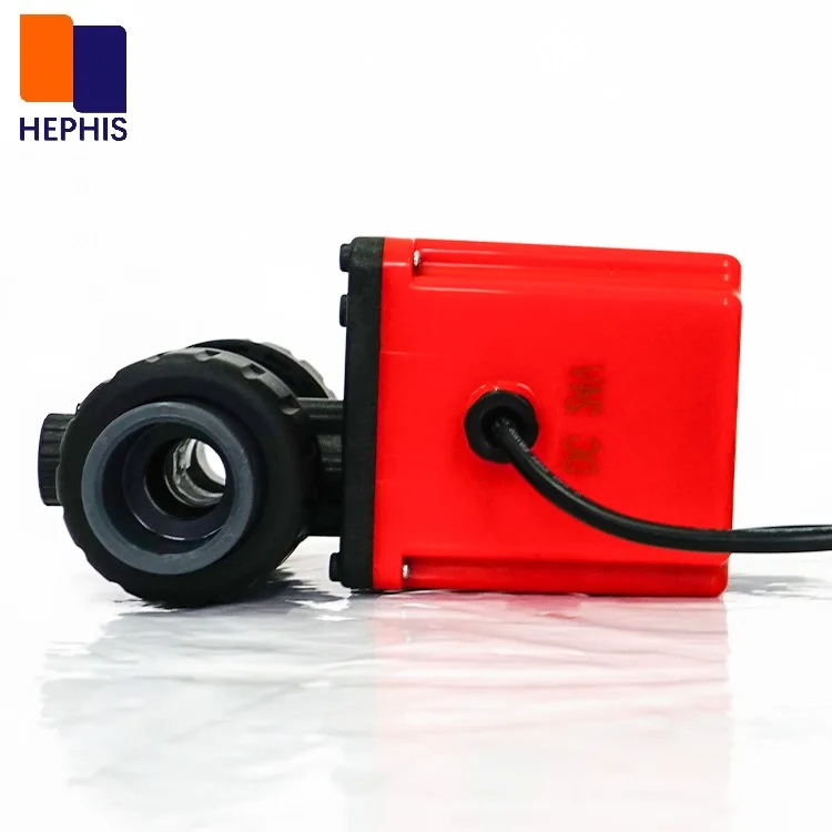 Hephis PVC Electric Ball Valve 2 /3 Ways Electric Ball Valve Plastic Actuator Control Valves For Chemical Electric Actuated Ball