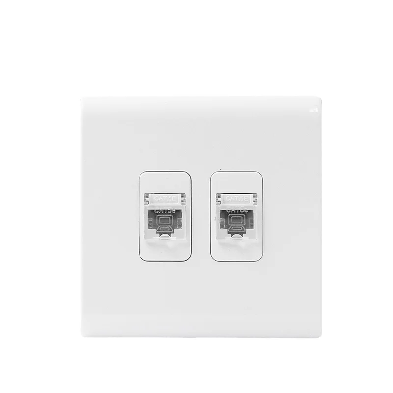 Popular Electrical Sockets 2 Gang RJ45 LAN Socket Wholesale Wall Sockets China Outlets - White at Least 20000 Cycles for Switch