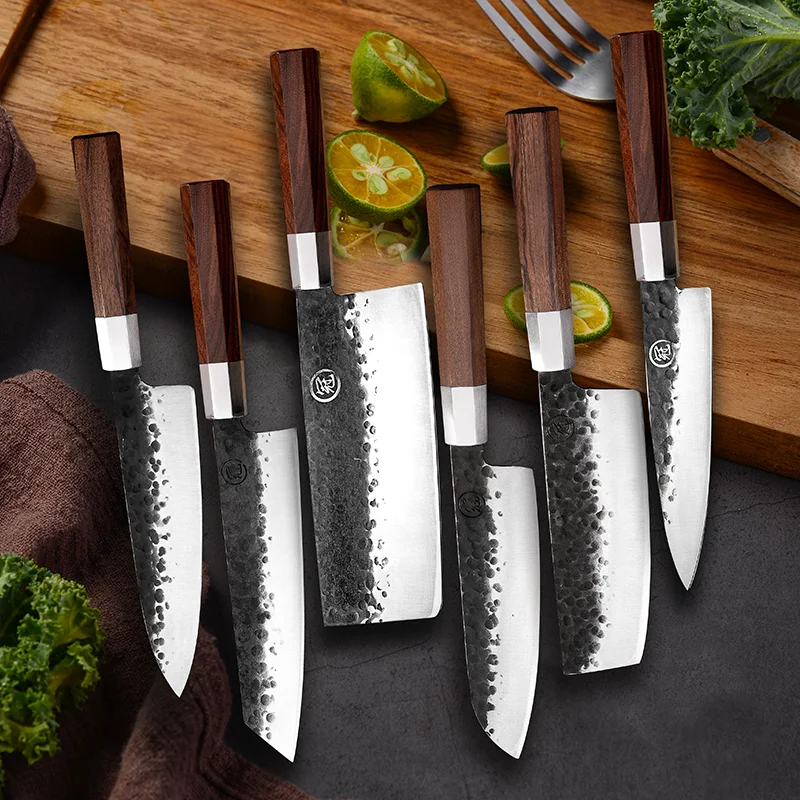 Оптовая продажа профессиональные японские кухонные ножи ручной работы Grandsharp 4Cr13 поварской нож из нержавеющей стали режущие инструменты для