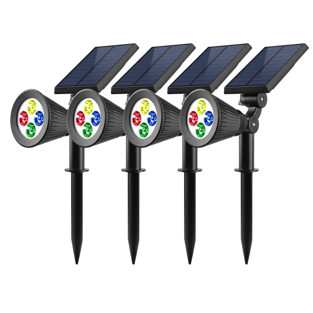 
2 in 1 Adjustable ABS Waterproof Multi-color RGB Solar Power LED Outdoor Garden Spot Light Spotlight 