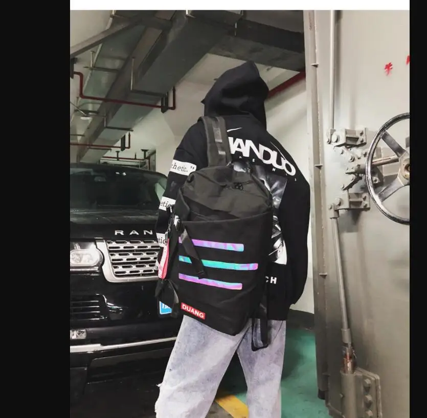 INS popular fashion trend street reflective student back pack large capacity laptop bags backpack men