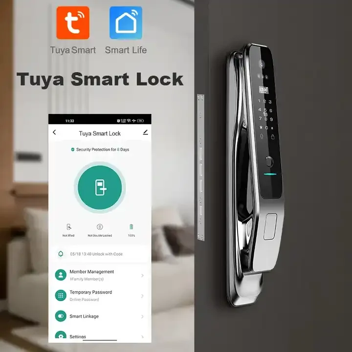 Topteq New Updated 3D Face Recognition Video Doorbell Tuya App Smart Door Lock With High Definition Camera