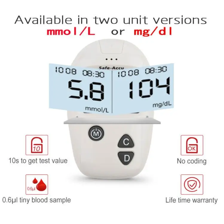 Full-automatic Glucose Meter Diabetic Test Blood Sugar Measuring Instrument With Test Paper And Needle