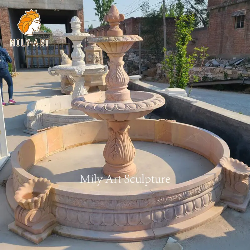 Large Natural Solid Granite Water Fountain with Carved Duck Statues for Outdoor