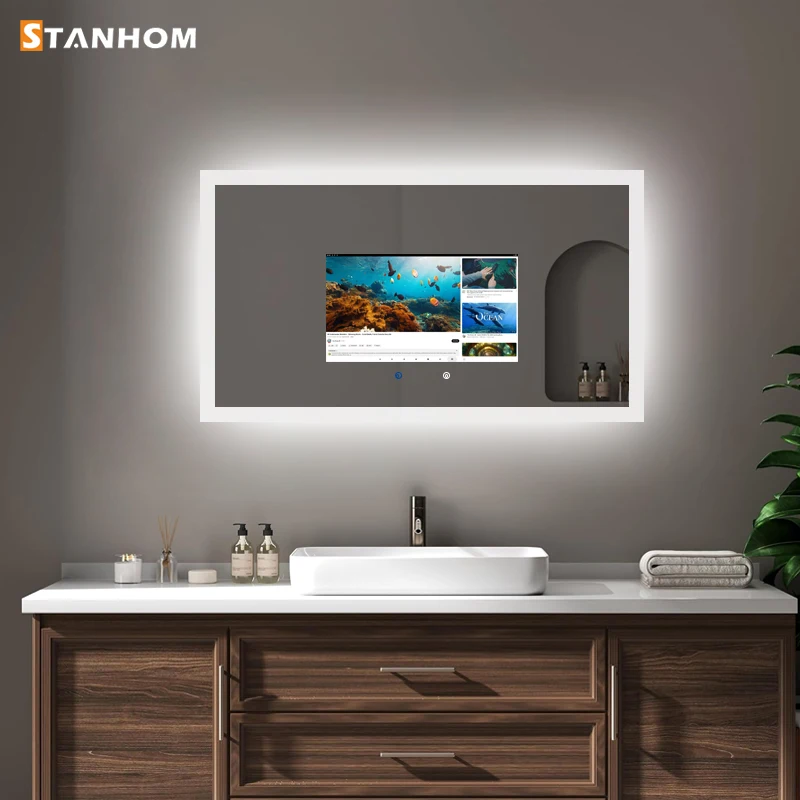 STANHOM ванная комната Android WiFi сенсорный экран Смарт-зеркало с телевизором