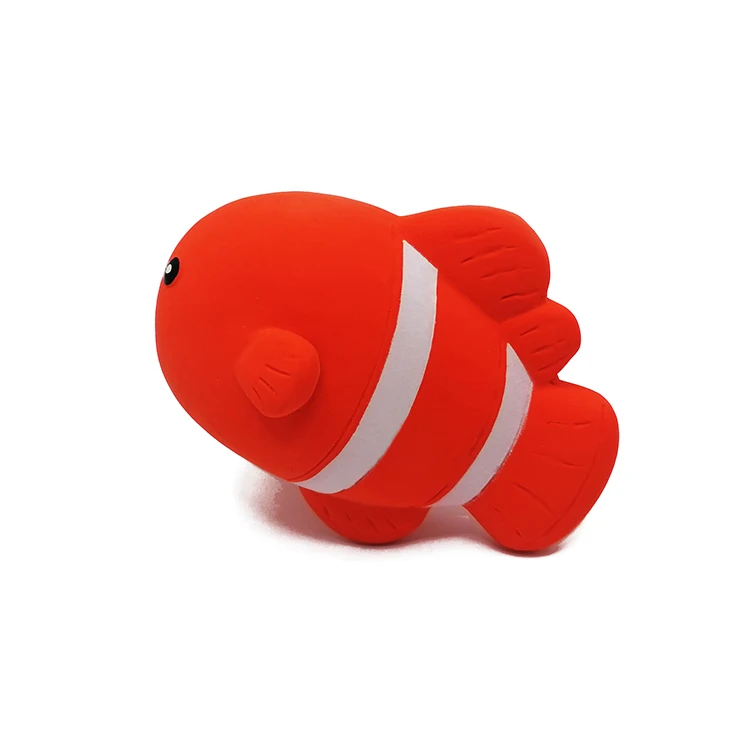 Custom Hand Painted Rubber Baby Teether Nemo Fish Bath Toy With Water Spray