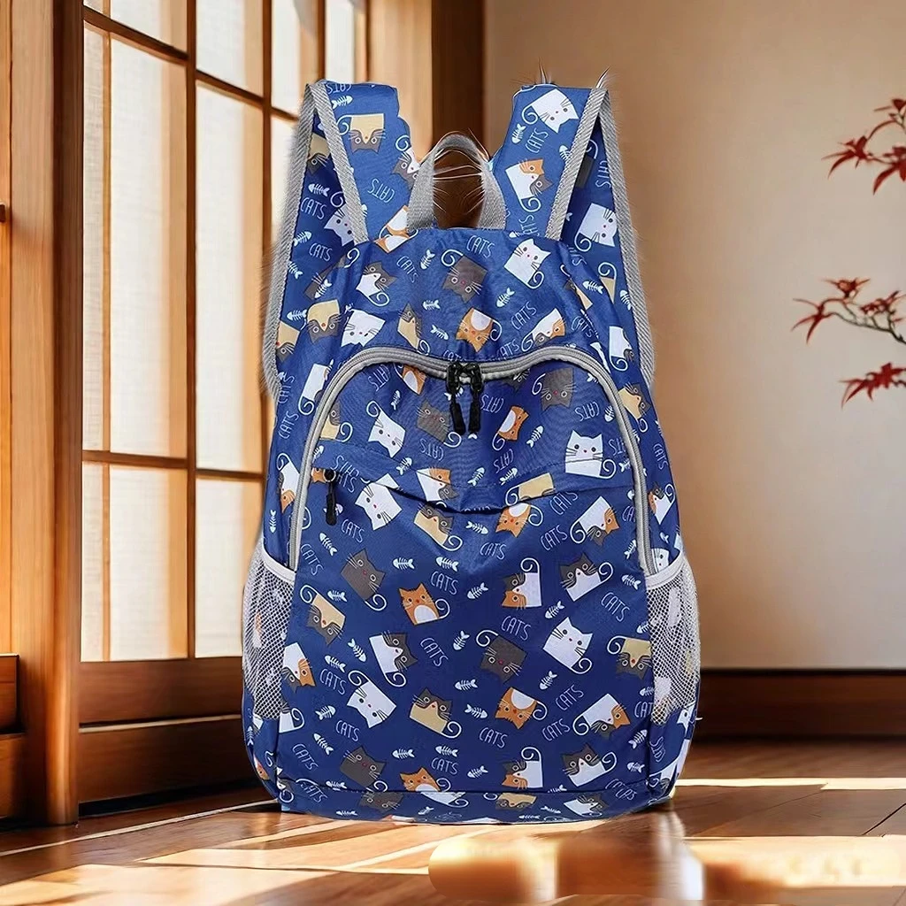 Nylon Fabric Lightweight Packable Cartoon Backpack Waterproof Hiking Camping Travel Foldable Ultralight Bag with Logo