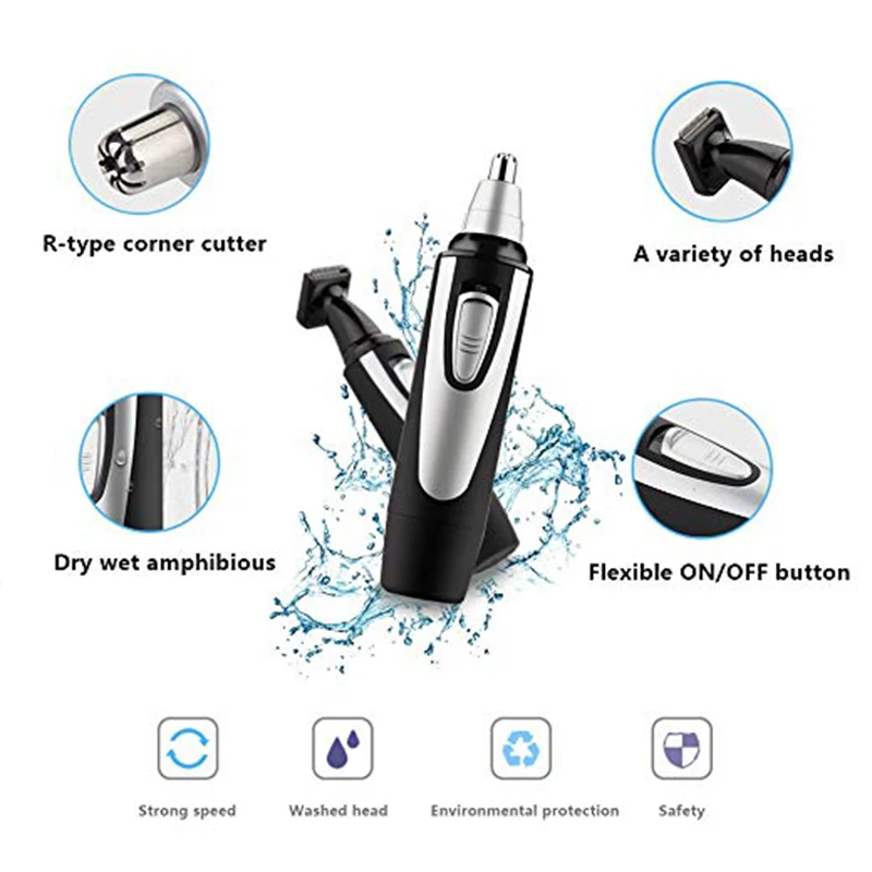 Триммер для волос в носу и ушах, безболезненное водонепроницаемое удаление волос на лице и бровях, машинка для стрижки носа