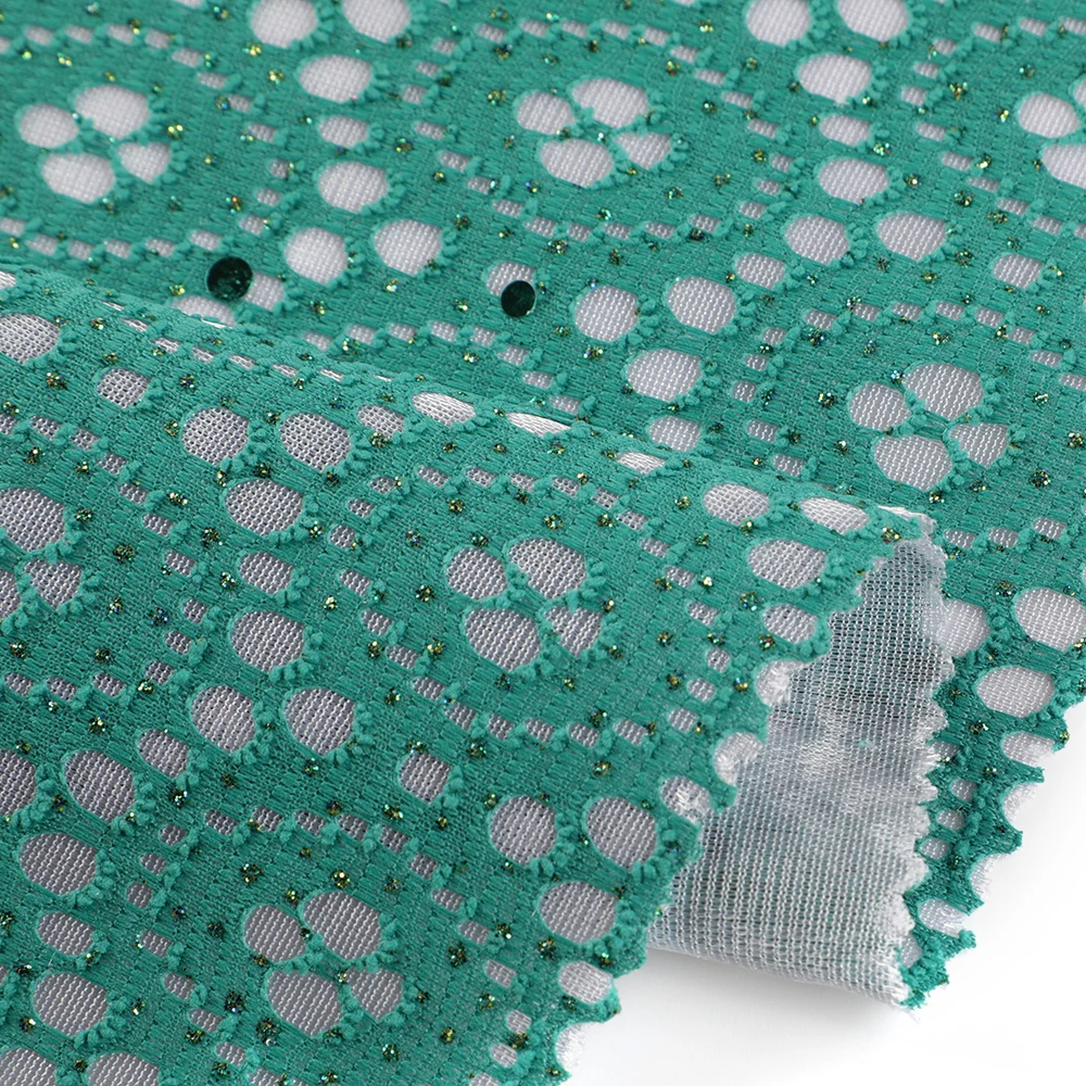 Производители поставляют жаккардовую кружевную африканскую ткань с эластичным сетчатым покрытием 58/60 дюйма