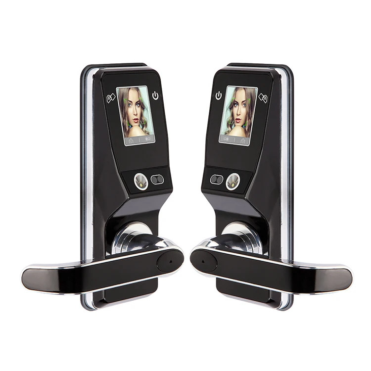 
High quality Face Recognition home security smart biometric eye scanner rfid card password door lock with camera 