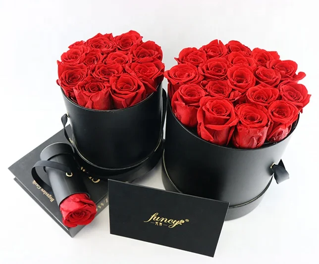 Customized High Quality Luxury Dome Shaped Preserved Roses Round Paper Flower Gift Box