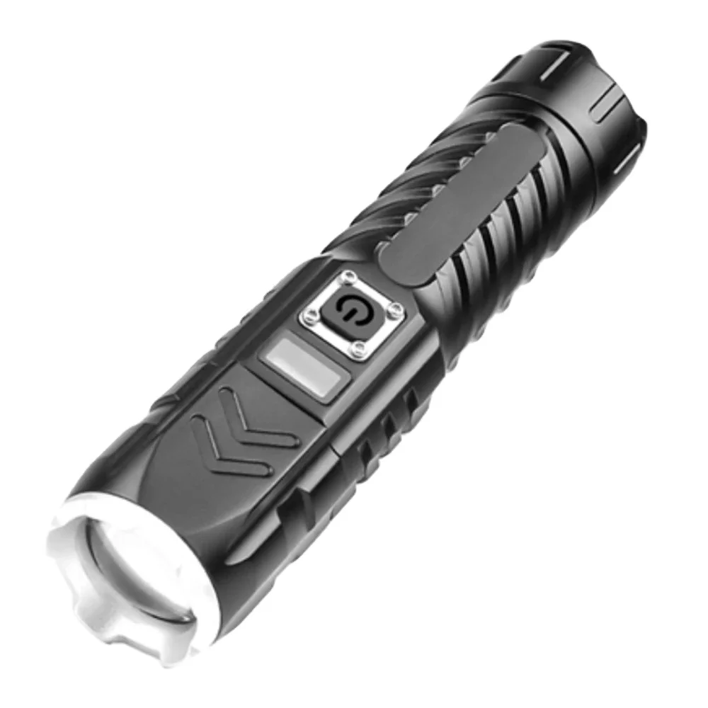 High Powerful  P90 Usb Zoomable Camping Torch With Smart Oled Display Powerful Rechargeable Tactical Led Torches Flashlight