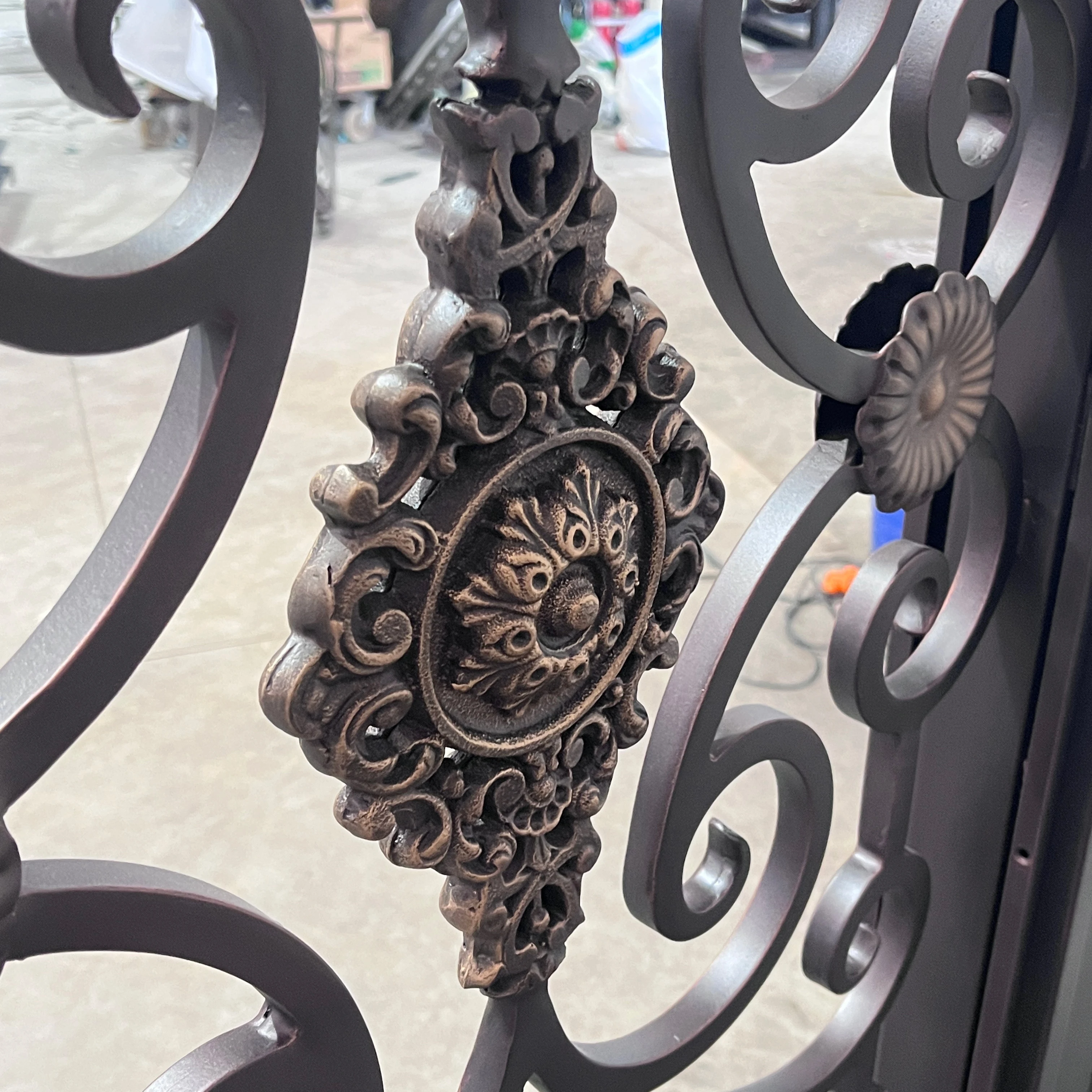 Factory Prices Luxury Metal Main Entrance Doors Exterior Single Wrought Iron Front Entry Gate Door With Glass Opening Window
