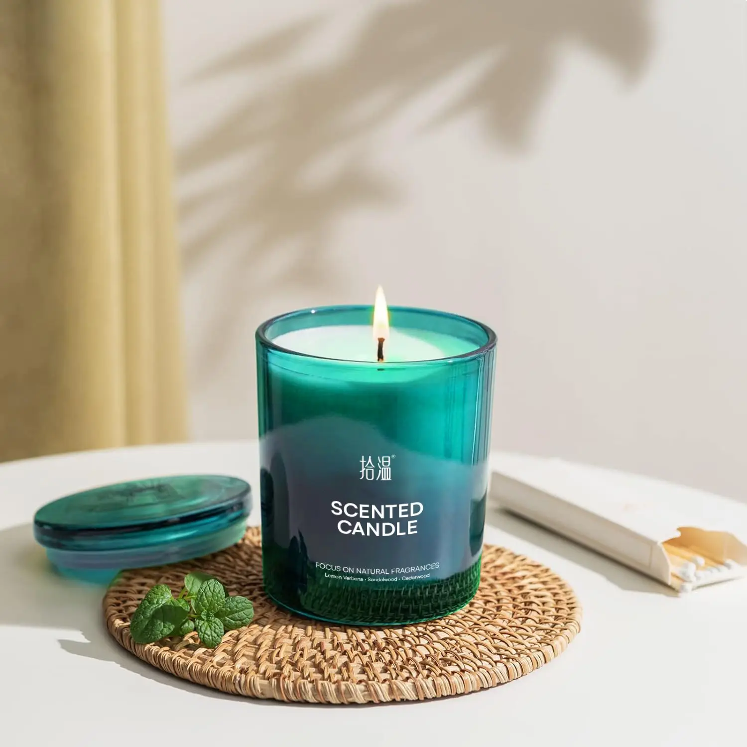 Wholesale green glass jar candles aromatherapy candles smokeless candles